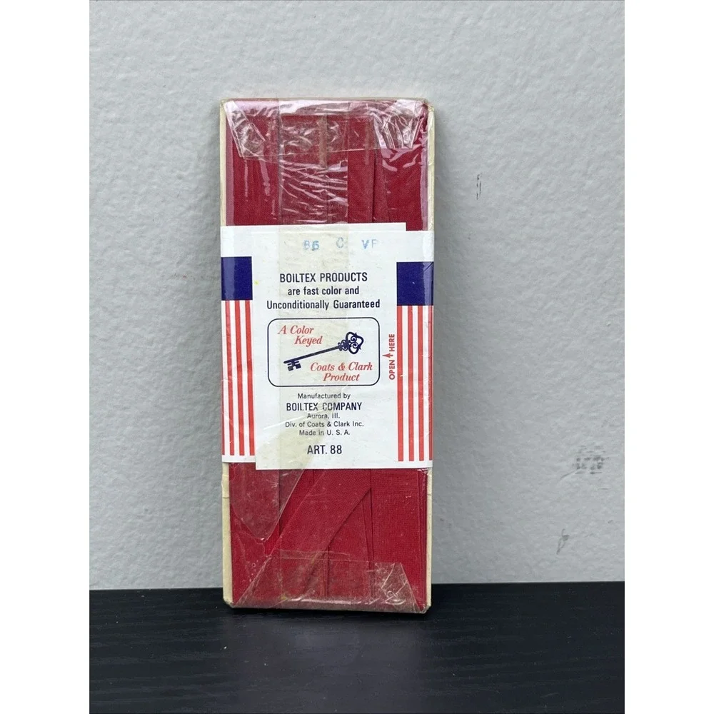 Vintage Boiltex 128 Red Single Fold Bias Tape Size 5 Cotton 5 Yards